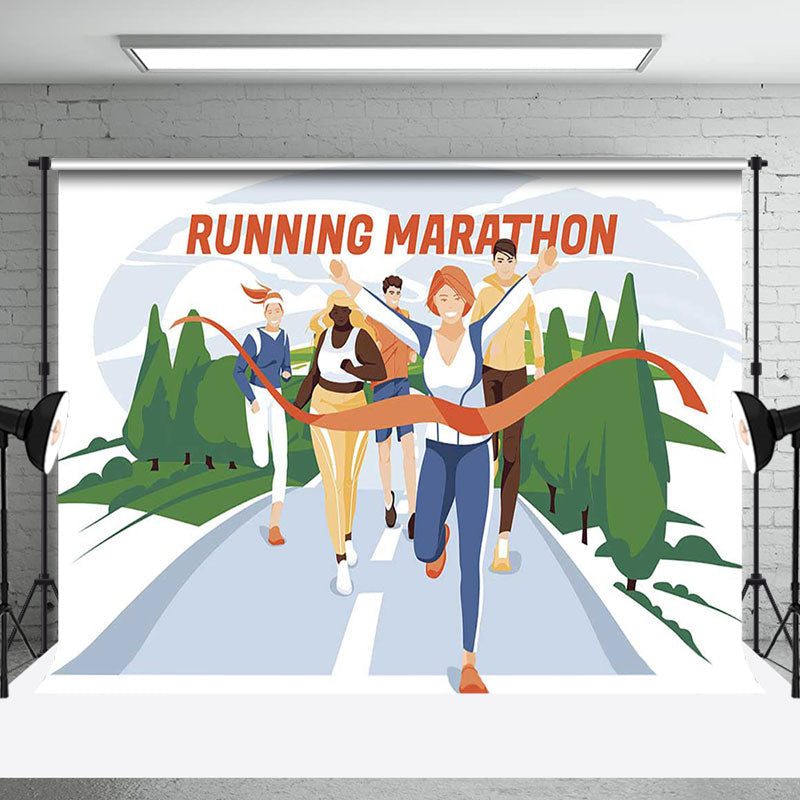 Aperturee - Aperturee Forest Track Running Marathon Sports Party Backdrop