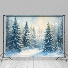 Aperturee - Aperturee Forest Winter Wonderland Parties Photography Backdrop