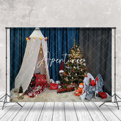 Aperturee - Aperturee Fox Doll Trees Tent Light Glitter Christmas Backdrop