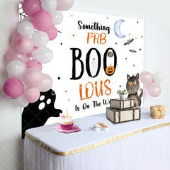 Aperturee - Aperturee Frb Boo Lous White Halloween Baby Shower Backdrop