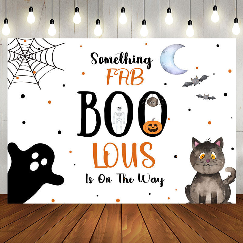 Aperturee - Aperturee Frb Boo Lous White Halloween Baby Shower Backdrop