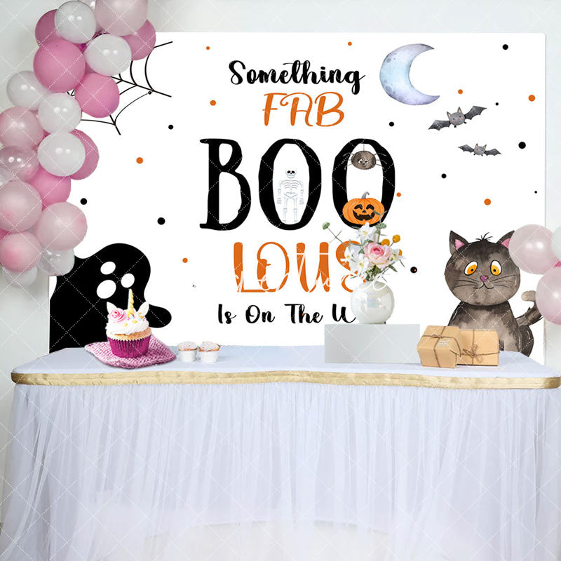 Aperturee - Aperturee Frb Boo Lous White Halloween Baby Shower Backdrop