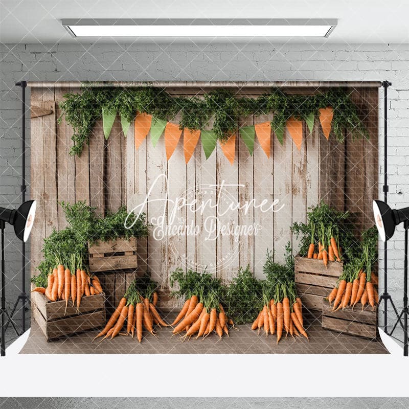 Aperturee - Aperturee Fresh Orange Carrots Wooden Crates Natural Backdrop