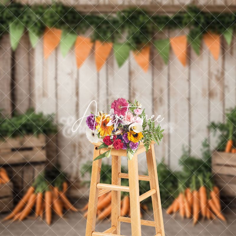 Aperturee - Aperturee Fresh Orange Carrots Wooden Crates Natural Backdrop