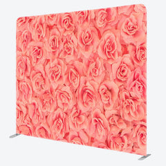 Aperturee - Aperturee Fresh Pink Roses Fabric Valentines Day Backdrop Cover