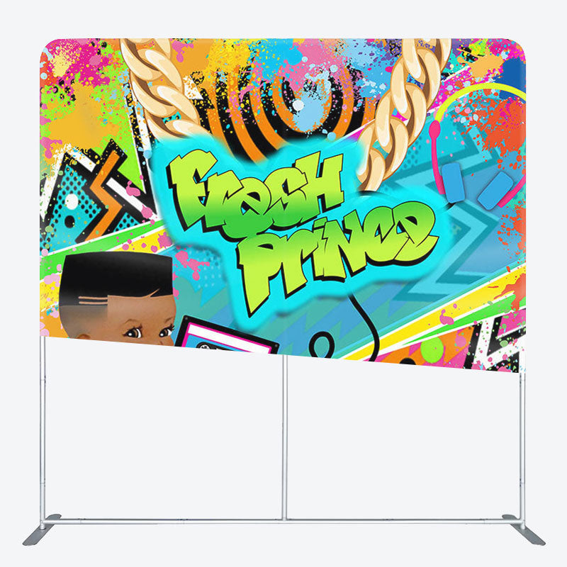 Aperturee - Aperturee Fresh Prince Graffiti Fabric Backdrop Cover for Baby Shower