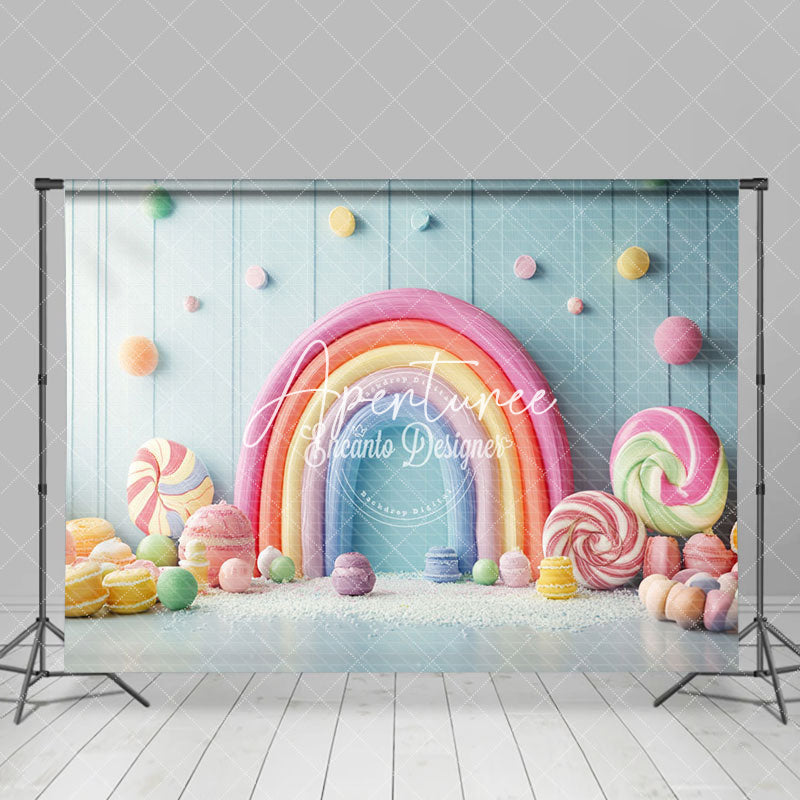 Aperturee - Aperturee Frosting Colorful Candy Rainbow Cake Smash Backdrop