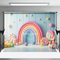 Aperturee - Aperturee Frosting Colorful Candy Rainbow Cake Smash Backdrop