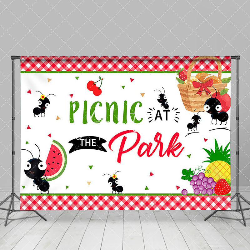 Aperturee - Aperturee Fruit Bee Picnic At The Park Reunion Party Backdrop