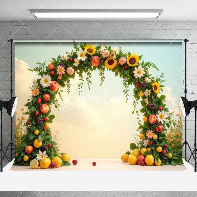 Aperturee - Aperturee Fruit Sunflower Garland Summer Photography Backdrop