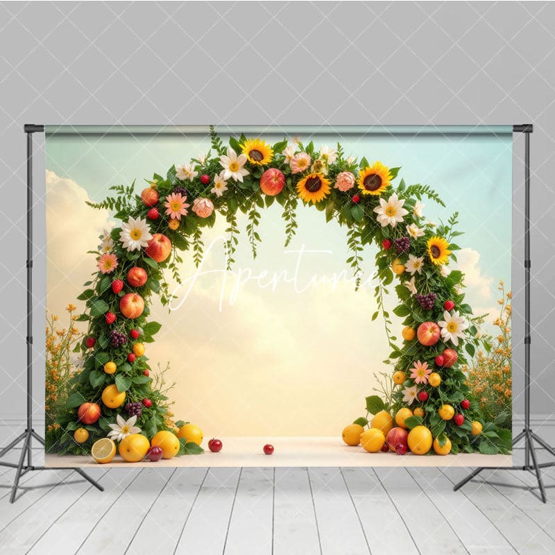 Aperturee - Aperturee Fruit Sunflower Garland Summer Photography Backdrop