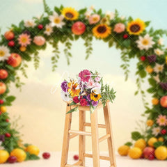 Aperturee - Aperturee Fruit Sunflower Garland Summer Photography Backdrop