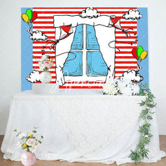 Aperturee - Aperturee Funny Blue Red Stripe Window Kite Birthday Backdrop