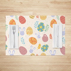 Aperturee - Aperturee Funny Eggs Bunny Floral Easter Set Of 4 Placemats