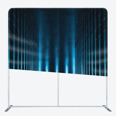 Aperturee - Aperturee Futuristic Dim Blue Light Tunnel Fabric Backdrop Cover