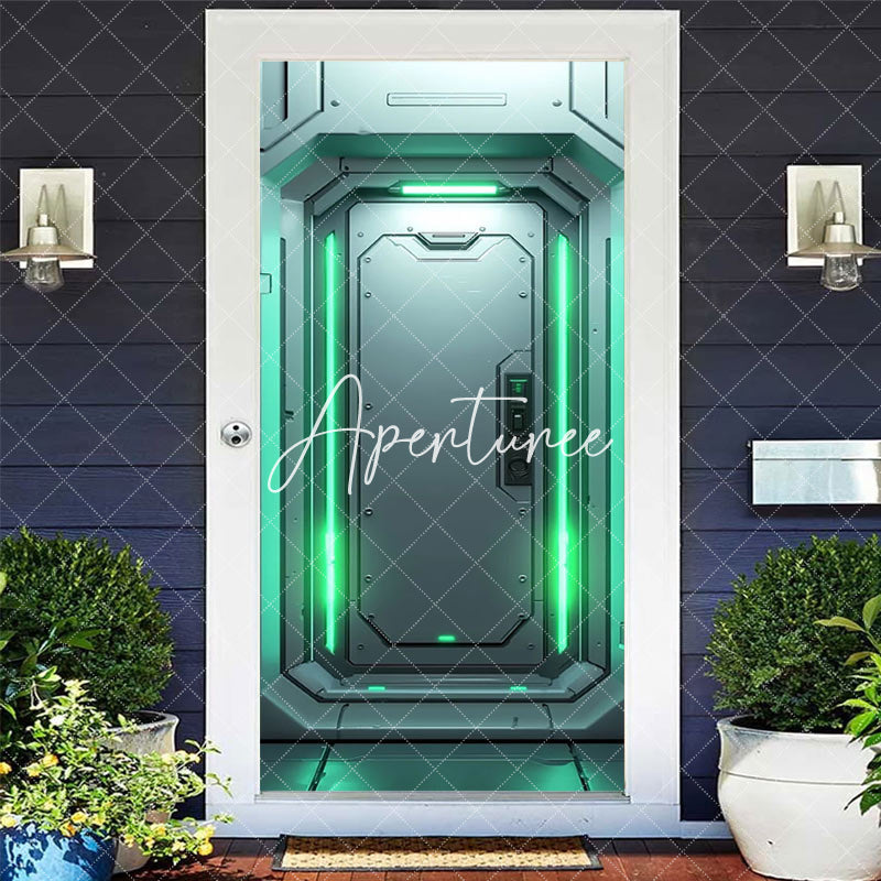 Aperturee - Aperturee Futuristic Green Space Capsule Party Door Cover