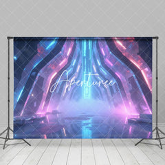 Aperturee - Aperturee Futuristic Indoor Corridor Glow Neon Lights Backdrop