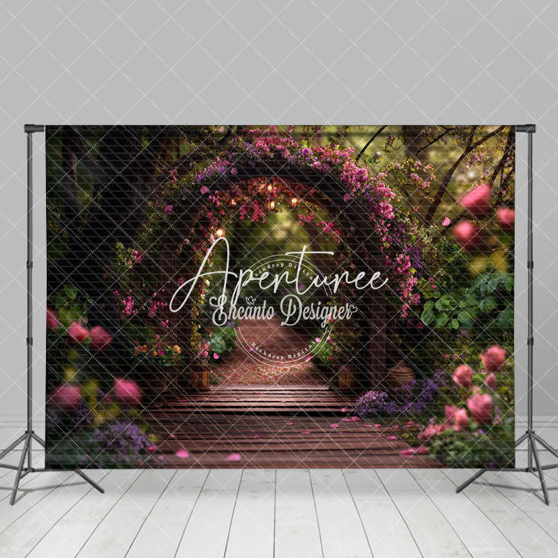 Aperturee - Aperturee Garden Arch Floral Plant Path Spring Photo Backdrop