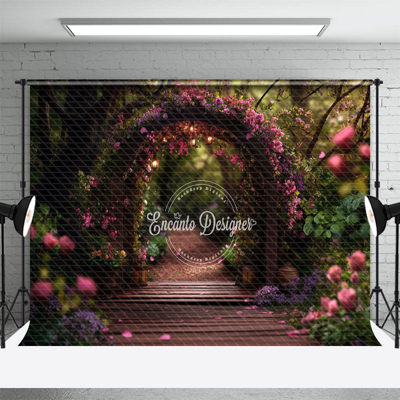 Aperturee - Aperturee Garden Arch Floral Plant Path Spring Photo Backdrop