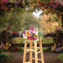 Aperturee - Aperturee Garden Fence Floral Natural Scene Spring Backdrop