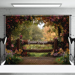 Aperturee - Aperturee Garden Fence Floral Natural Scene Spring Backdrop