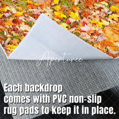 Aperturee - Aperturee Garden Grass Autumn Maple Leaf Fabric Floor Backdrop