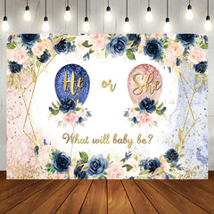 Aperturee - Aperturee Gender Reveal Balloon Soft Pastel Flowers Backdrop