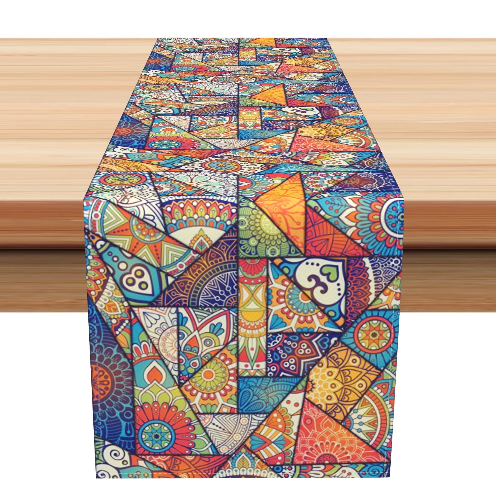 Aperturee - Aperturee Geometric Tangram Indian Mandala Pattern Table Runner