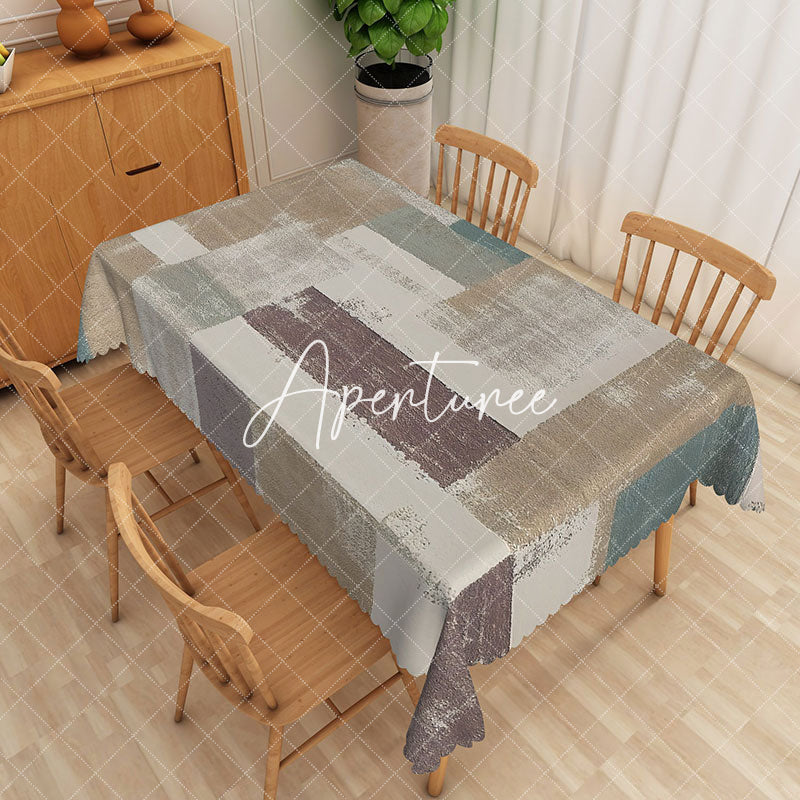 Aperturee - Aperturee Geometry Beige Texture Hoom Rectangle Tablecloth