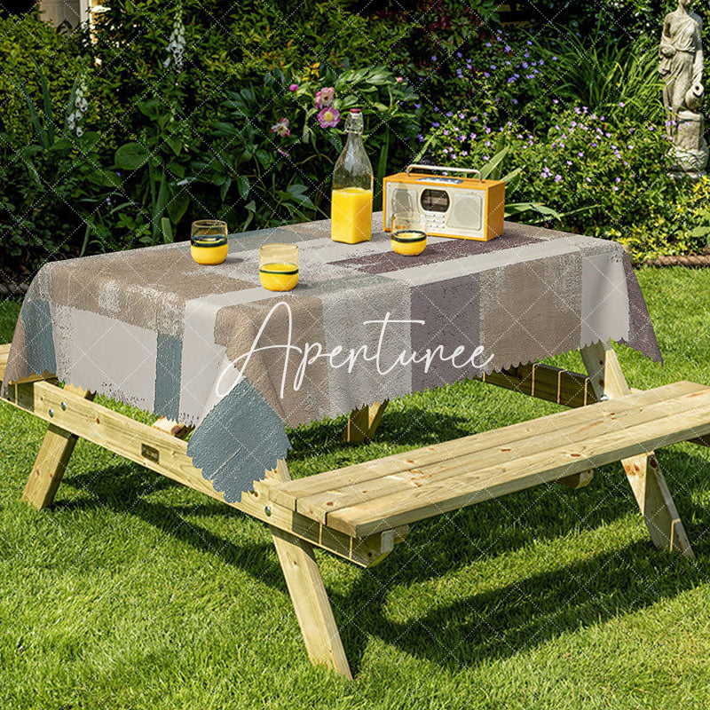 Aperturee - Aperturee Geometry Beige Texture Hoom Rectangle Tablecloth