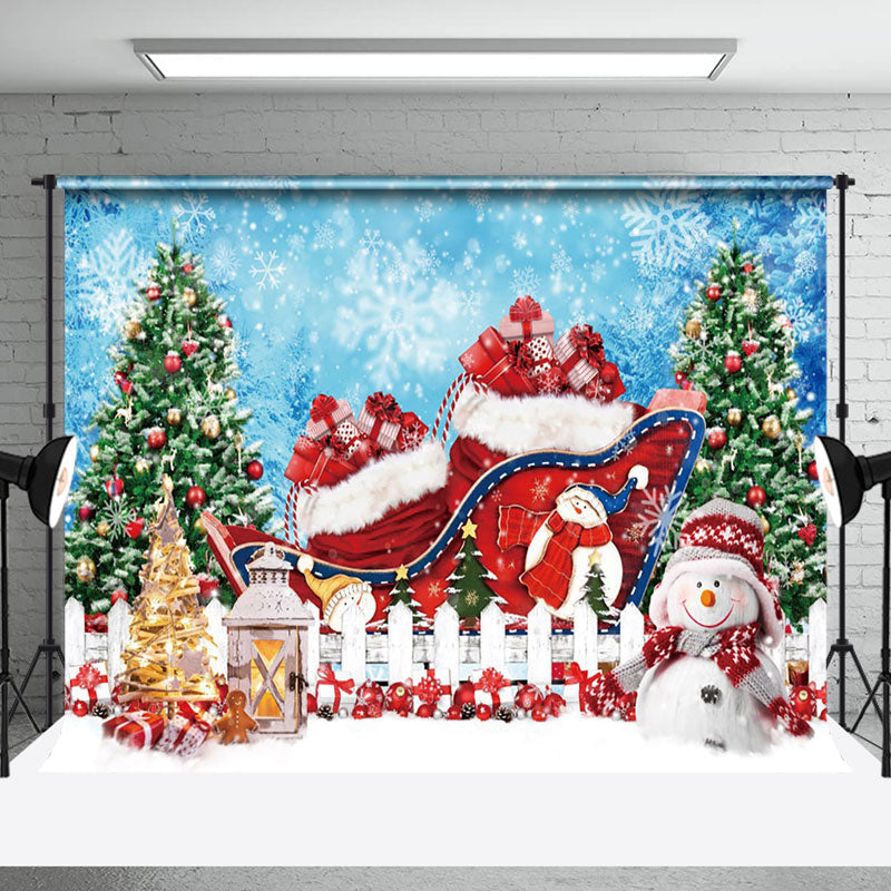 Aperturee - Aperturee Gift Box Xmas Tree Snowflake Christmas Backdrop