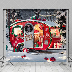 Aperturee - Aperturee Gift Candy Cane Red Camping Holiday Christmas Backdrop