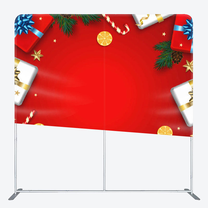 Aperturee - Aperturee Gifts And Candies Red Fabric Happy Christmas Backdrop