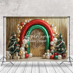 Aperturee - Aperturee Gifts Arch Balloons Pine Trees Christmas Backdrop