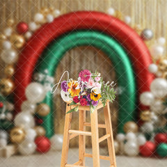 Aperturee - Aperturee Gifts Arch Balloons Pine Trees Christmas Backdrop