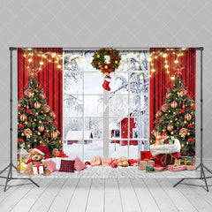 Aperturee - Aperturee Gifts Natural Winter Scene Window Christmas Backdrop