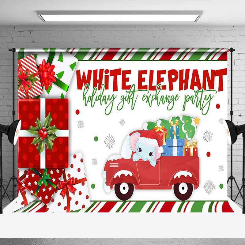 Aperturee - Aperturee Gifts Red Car White Elephant Gift Exchange Backdrop