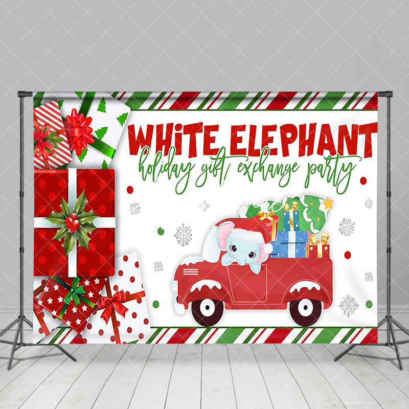 Aperturee - Aperturee Gifts Red Car White Elephant Gift Exchange Backdrop