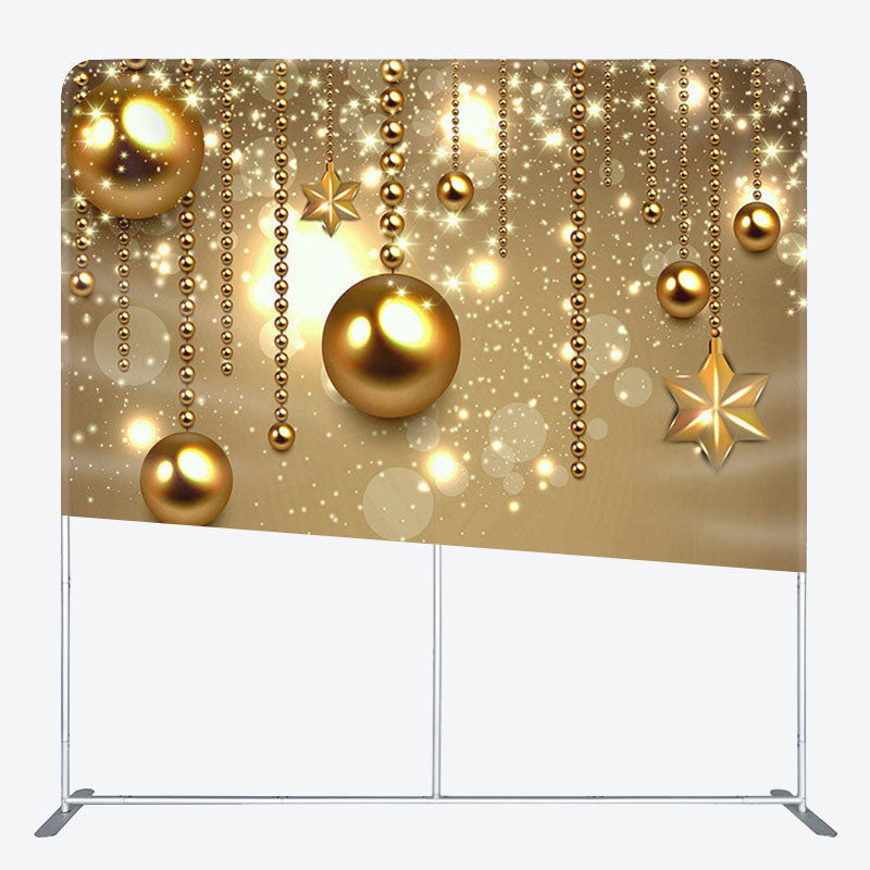 Aperturee - Aperturee Giltter Gold Balls Fabric Backdrop Cover for Christmas