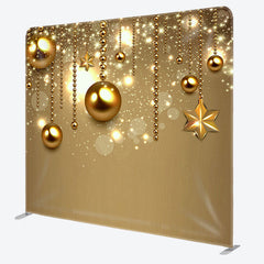 Aperturee - Aperturee Giltter Gold Balls Fabric Backdrop Cover for Christmas