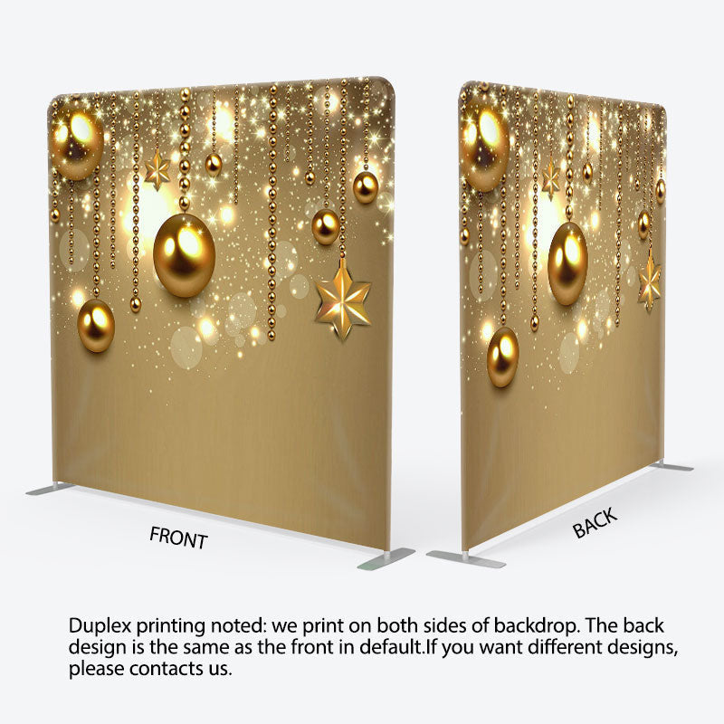 Aperturee - Aperturee Giltter Gold Balls Fabric Backdrop Cover for Christmas