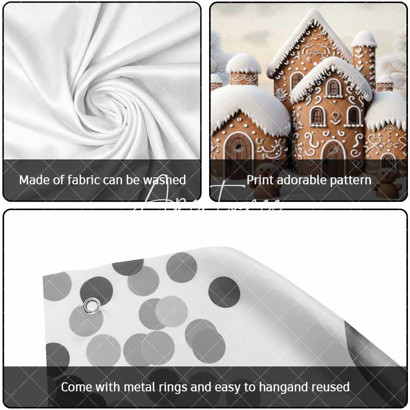 Aperturee - Aperturee Gingerbread Candy House Winter Garage Door Banner