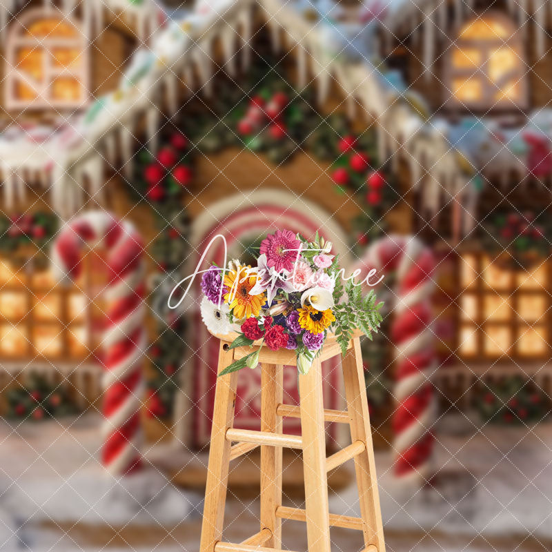 Aperturee - Aperturee Gingerbread House Christmas Photography Backdrop