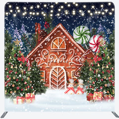 Aperturee - Aperturee Gingerbread House Christmas Pillow Case Backdrop