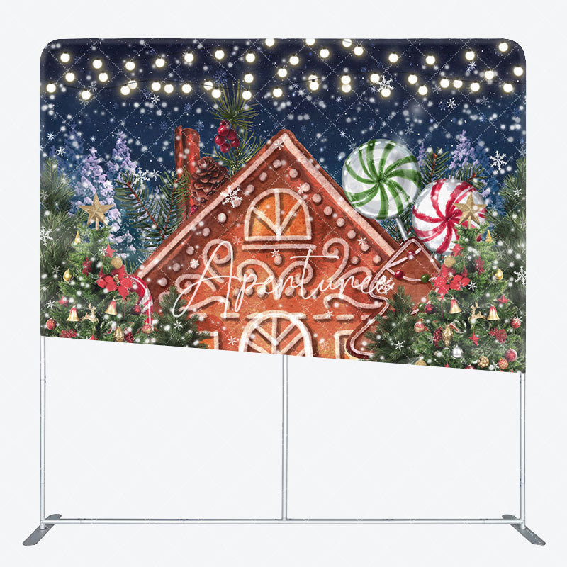 Aperturee - Aperturee Gingerbread House Christmas Pillow Case Backdrop