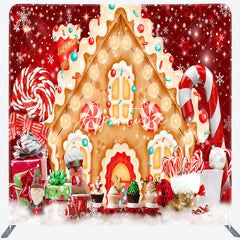 Aperturee - Aperturee Gingerbread House Christmas Tension Fabric Backdrop