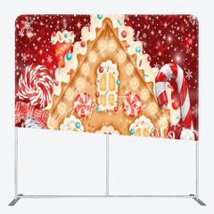 Aperturee - Aperturee Gingerbread House Christmas Tension Fabric Backdrop