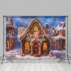 Aperturee - Aperturee Gingerbread House Colorful Candy Christmas Backdrop