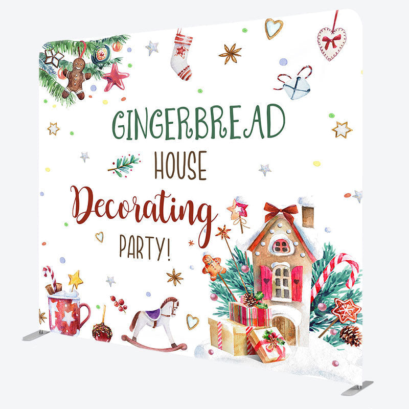 Aperturee - Aperturee Gingerbread House Decorating Pillow Cover Backdrop