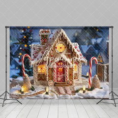 Aperturee - Aperturee Gingerbread House Red Candy Christmas Backdrop